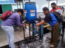 Dishub dan BPBD Lingga Sediakan Tempat Pencuci Tangan Disetiap Pelabuhan
