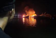 Bengkel Kapal di Kampung Bugis Tanjungpinang Terbakar