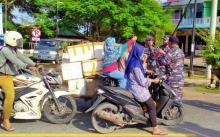 Lanal Ranai Bagi-bagi Ratusan Masker ke Pengendara di Natuna