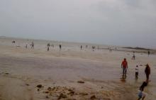 Angin Kencang, Warga Tetap Penuhi Pantai Melayu Batubesar