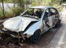 Sedan Hyundai Teronggok Gosong di Tanjakan Bukit Daeng