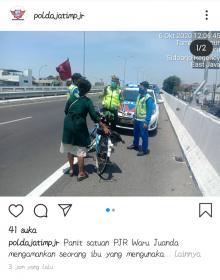  Viral Emak-emak Naik Sepeda Angin Masuk Tol Berbek Sidoarjo