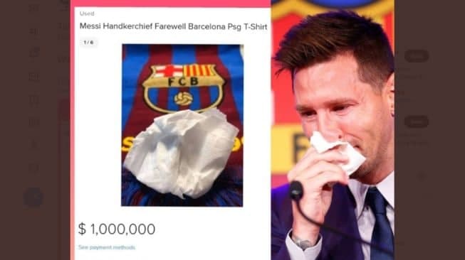 Tisu Bekas Usap Air Mata Lionel Messi Dijual Rp 14 Miliar