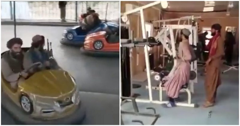 Wajah-wajah Gembira Militan Taliban Bermain Bom-bom Car dan Trampolin 