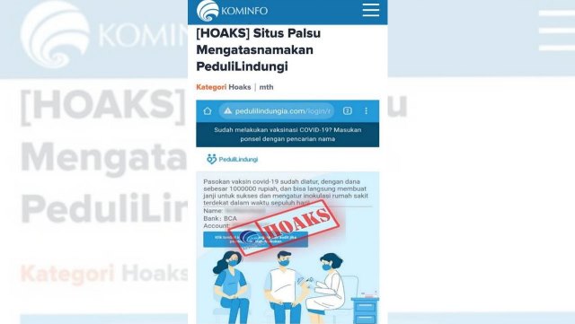 Waspada! Situs Mirip Pedulilindungi.id Beredar di Dunia Maya