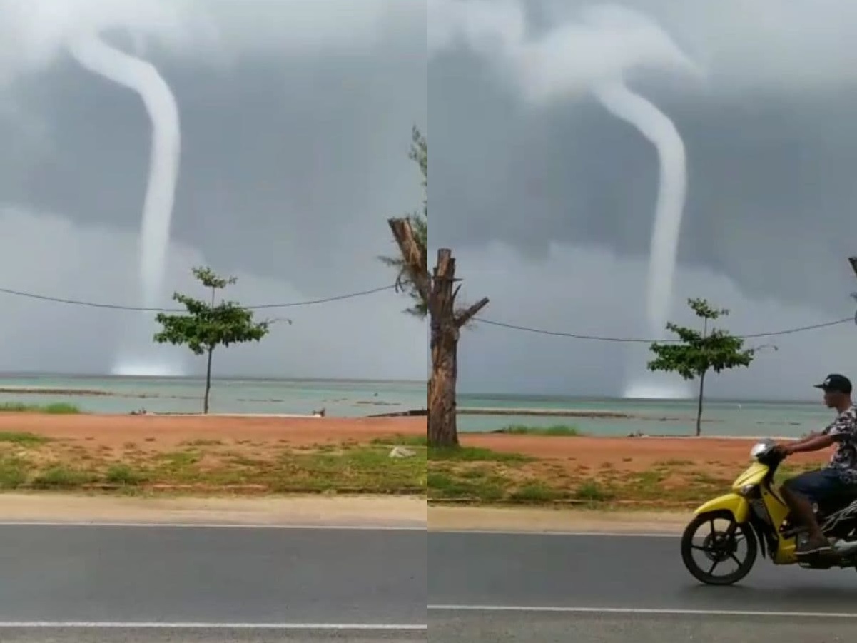 Pusaran Waterspout di Pantai Ranai Sempat Bikin Warga Panik