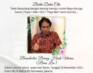 Pengamat Musik Bens Leo Meninggal Dunia