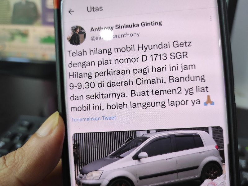 Lewat Twitter, Anthony Ginting Umumkan Mobilnya Dicuri Maling