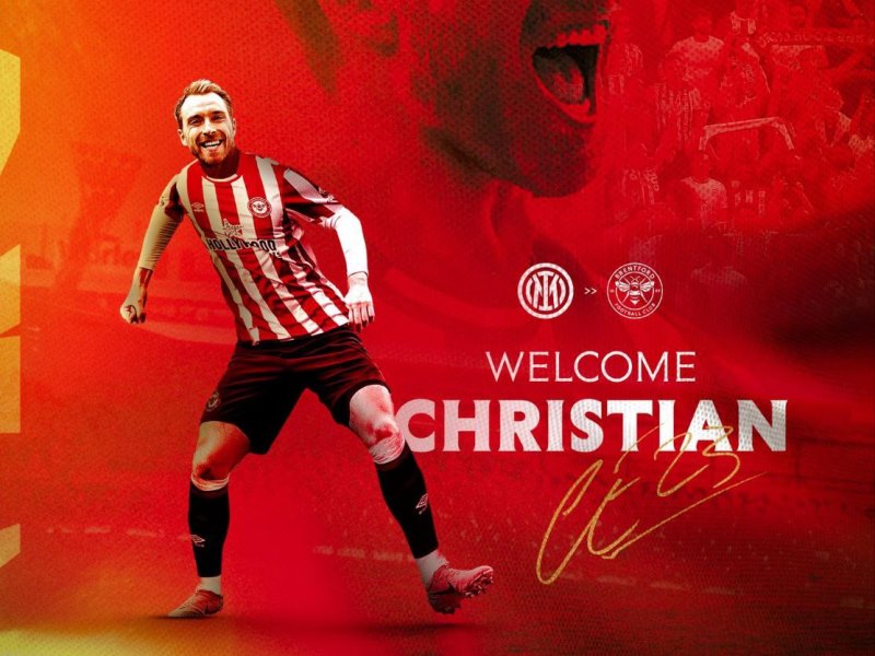 Gelandang Denmark Christian Eriksen Resmi Gabung Brentford