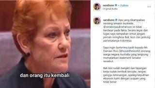 Senator Australia Sebut Bali Penuh Kotoran Sapi, Sandiaga Uno Berang