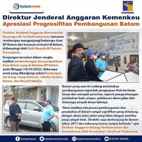 INFOGRAFIS: Apresiasi Dirjen Anggaran Kemenkeu untuk Pembangunan Batam