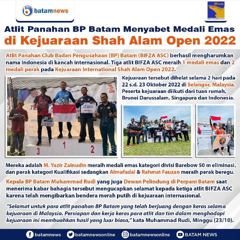 INFOGRAFIS: Atlet BP Batam Raih Medali Emas Kejuaraan Panahan di Malaysia