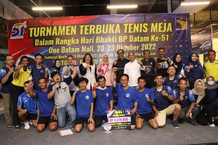 Turnamen Tenis Meja Hari Bhakti ke-51 BP Batam, Tim Tonsea Juara Pertama