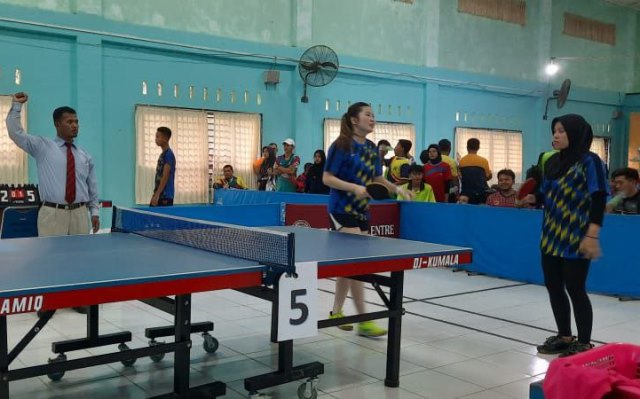 Porprov V Kepri: Ganda Tenis Meja Putri Sycilia dan Putri Raih Emas untuk Bintan
