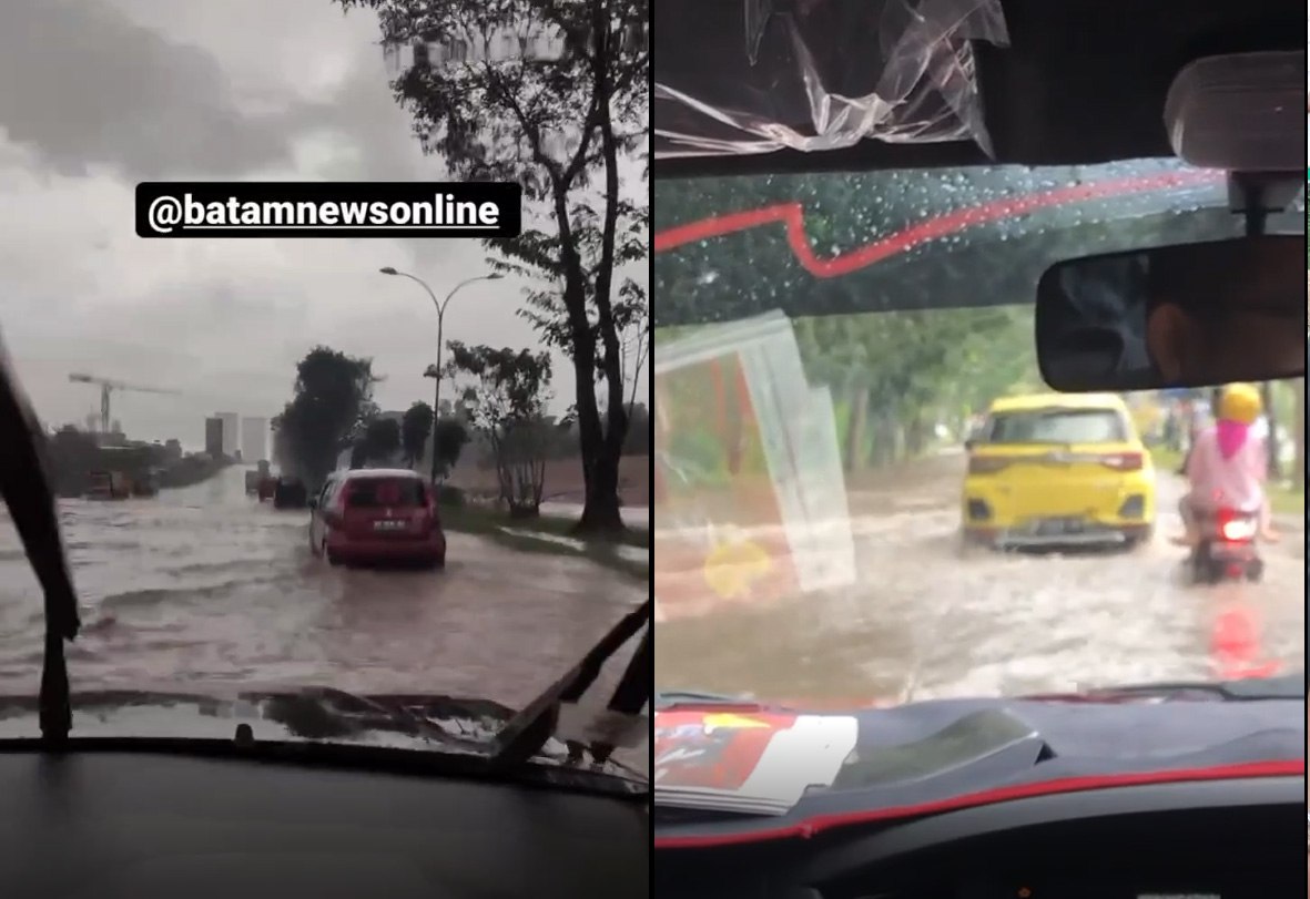 Hujan Deras di Batam, Banjir Rendam Simpang Kabil, Batam Centre Hingga depan Graha Kepri 