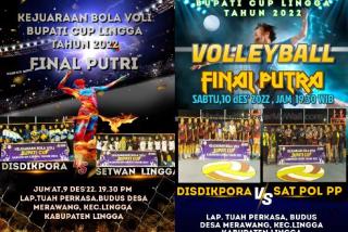 Saksikan Final Kejuaraan Voli Bupati Cup 2022, Dua Tim Disdikpora Lingga Vs Setwan dan Satpol PP