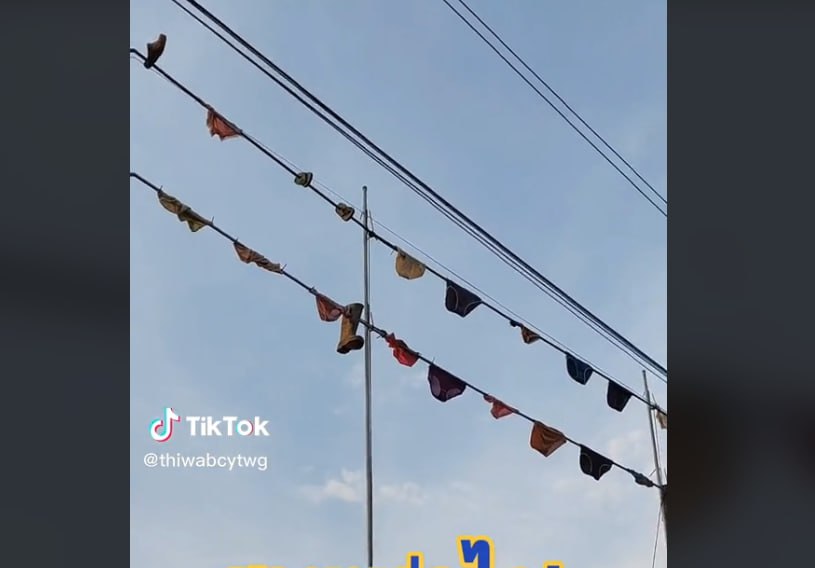 Protes Pembangunan Real Estate, Perempuan Paruh Baya Nekat Jemur Puluhan Celana Dalam di Kabel Listrik