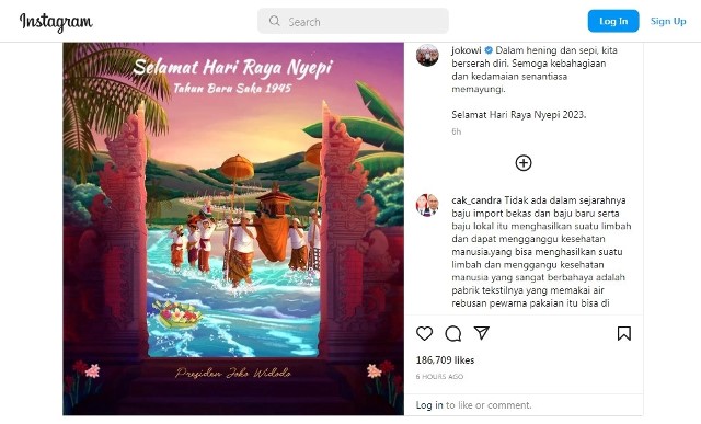 Pesan Presiden Jokowi di Hari Raya Nyepi 2023