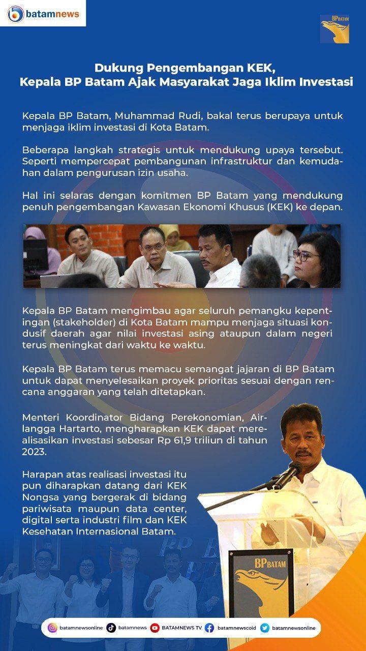 INFOGRAFIS: Dukung Pengembangan KEK, Kepala BP Batam Ajak Masyarakat Jaga Iklim Investasi