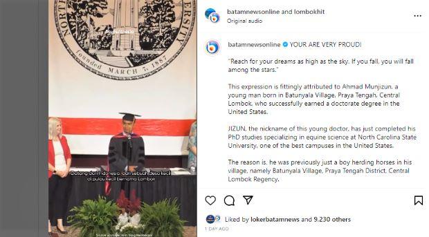 Viral! Pidato Inspiratif Pemuda Lombok Saat Meraih Gelar Doktor di AS Membuat Warganet Terharu