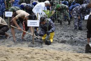 Lantamal IV Batam Tanam Ribuan Pohon Bakau di Kampung Tua Bakau Serip