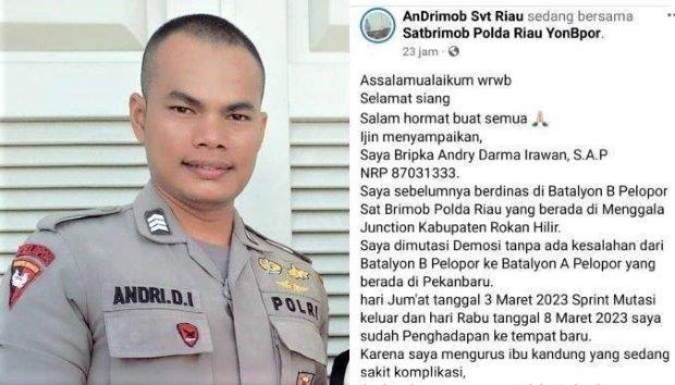 Dugaan Setoran Rp650 Juta, Kapolda Riau:Kompol PH Dicopot sebagai Danyon Brimob, Bripka AD Disersi  