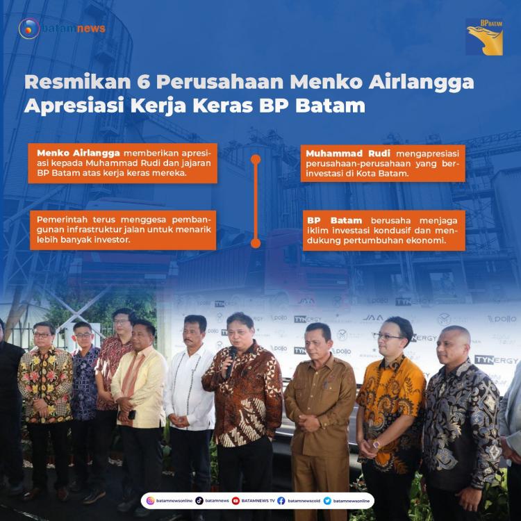INFOGRAFIS: Resmikan 6 Perusahaan, Menko Airlangga Apresiasi Kerja Keras BP Batam