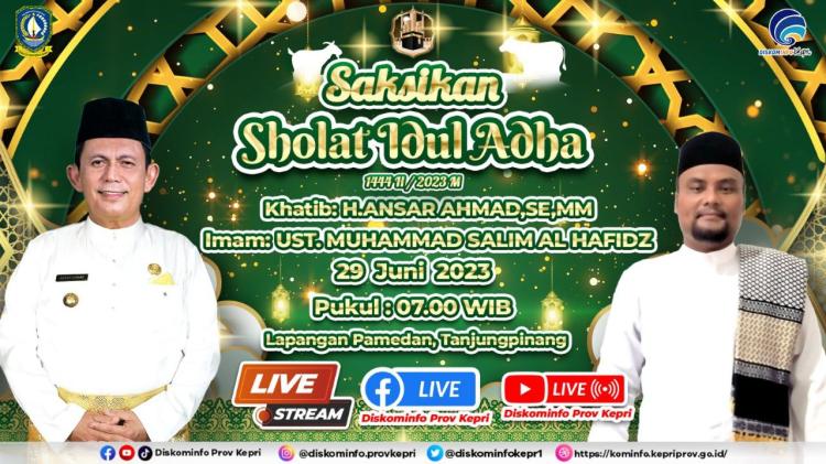 Gubernur Ansar Jadi Khatib Shalat Idul Adha di Lapangan Pamedan Tanjungpinang Kamis 29 Juni