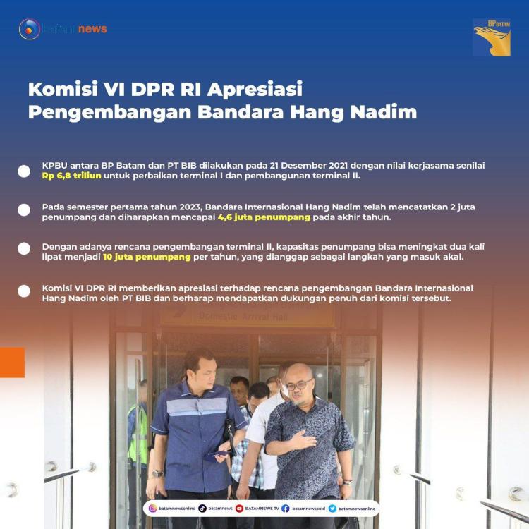 INFOGRAFIS: Komisi VI DPR RI Apresiasi Pengembangan Bandara Hang Nadim