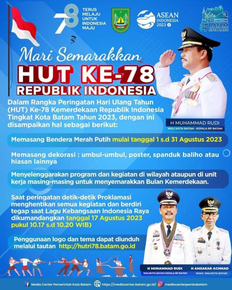 Pemko Batam Mengajak Partisipasi Masyarakat untuk Peringati HUT Ke-78 Kemerdekaan RI