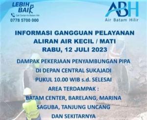Perbaikan Pipa Air di Depan Central Sukajadi Berdampak pada Pasokan Air Beberapa Kecamatan di Batam