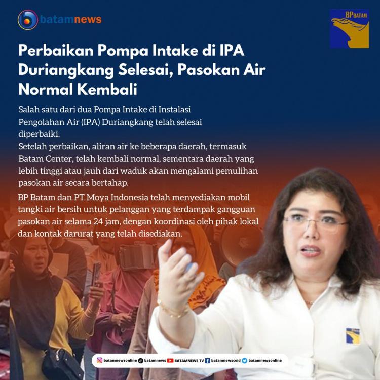 INFOGRAFIS: Perbaikan Pompa Intake di IPA Duriangkang Selesai, Pasokan Air Normal Kembali