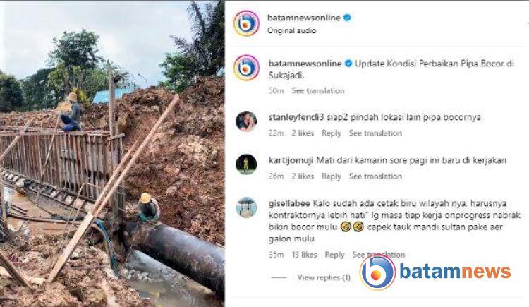 Perbaikan Kebocoran Pipa Besar di Sukajadi, Batam: Masyarakat Desak Pengerjaan Dipercepat