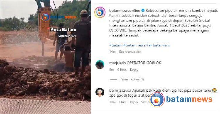 Pipa Air Bocor Lagi dan Lagi di Batam, Siap-siap Berhemat Air