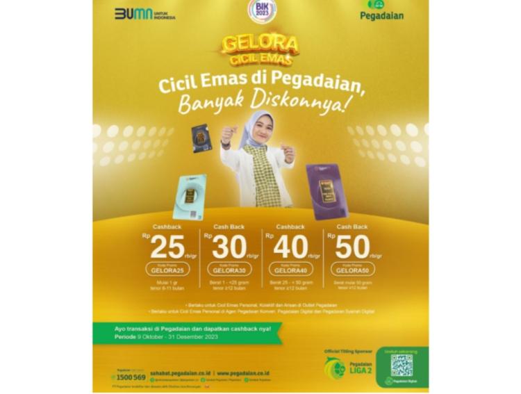 Gelora Cicil Emas di Pegadaian, Dapatkan Cashback hingga Rp 50 Ribu per Gram