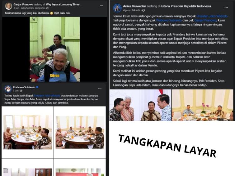 Ganjar Pranowo Ogah Posting Foto Makan Siang Bersama Jokowi, Hanya Prabowo dan Anis hingga Jokowi yang Unggah