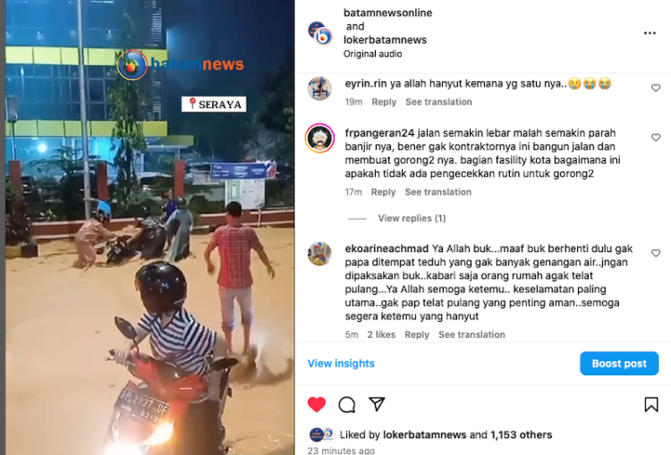 Selamat dari Hanyut: Kronologi Insiden Dua Wanita di Banjir Batam