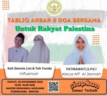 Tabligh Akbar di Bintan, Ustadz Koh Dennis Lim Gelar Doa Bersama untuk Palestina