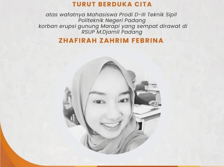 Innalilahi wainnailaihirajiun: Mahasiswi Korban Erupsi Marapi, Zhafira yang Videonya Viral Meninggal Dunia