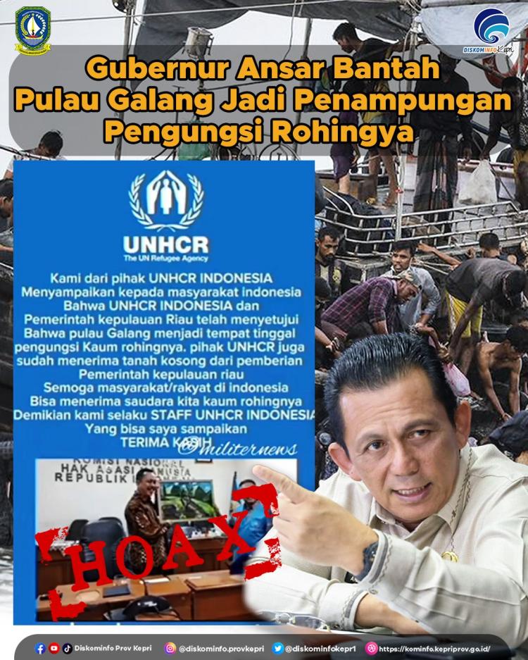 Gubernur Ansar Bantah Pulau Galang Jadi Penampungan Pengungsi Rohingya 