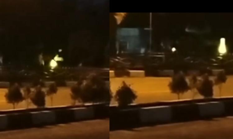 OTK Terekam Kamera Rusak Lampu Hias di Coastal Area Tanjungbalai Karimun