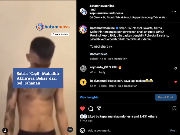 Seleb TikTok, Satria Mahathir, Dibebaskan dari Tahanan setelah Korban Cabut Laporan