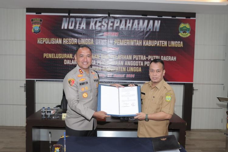 Polres dan Pemkab Lingga Tandatangani MoU Pembinaan Calon Polri 2024