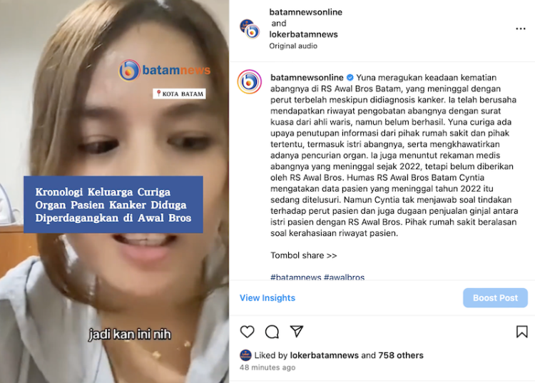 Kecurigaan Adik Pasien Kanker atas Tindakan Medis di RS Awal Bros Batam