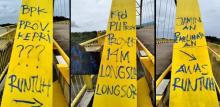 Ada Coretan Misterius di Jembatan Kuning Sanur Karimun, Tanda Bahaya?