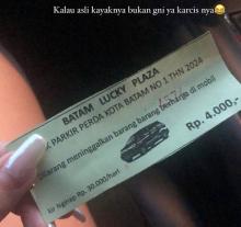 Diduga Karcis Tarif Parkir Bodong Beredar di Lucky Plaza Nagoya Batam