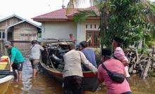 Banjir di Pelalawan Mulai Surut, Polres Pelalawan Berupaya Jaga Kondisi Kondusif
