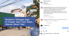 Kontainer Terlepas di Tengah Jalan Sebabkan Kemacetan Parah di Depan Hotel OS, Batuaji