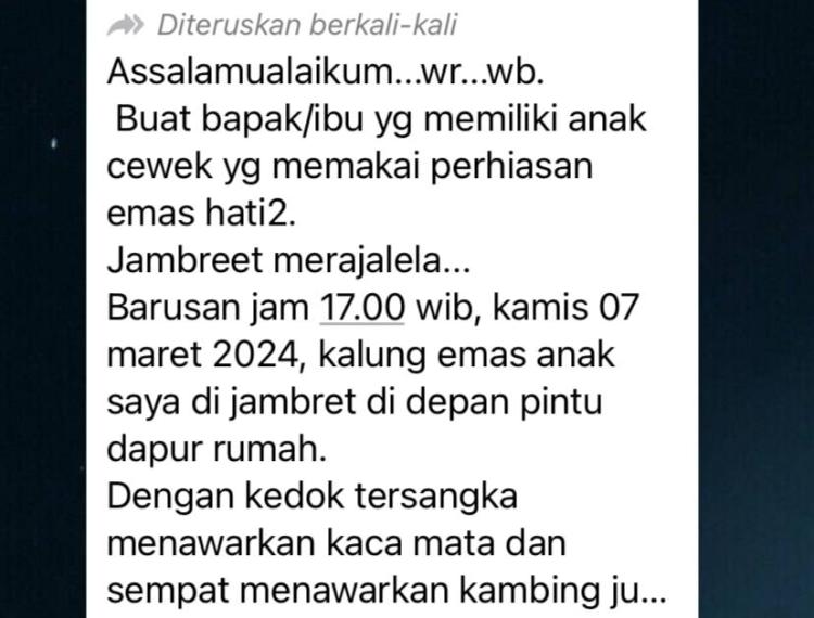 Pesan Berantai Soal Aksi Kejahatan Gemparkan Warga Karimun Jelang Ramadan