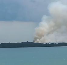 Kebakaran Melanda Pulau Bulan Batam, Asap Tebal Membumbung Tinggi